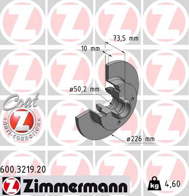 Zimmermann 600.3219.20 - Stabdžių diskas autoreka.lt