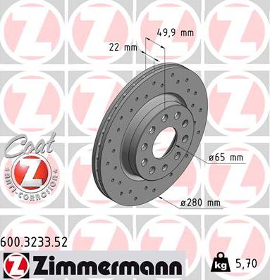 Zimmermann 600.3233.52 - Stabdžių diskas autoreka.lt