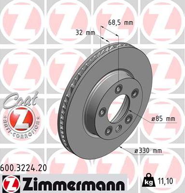 Zimmermann 600.3224.20 - Stabdžių diskas autoreka.lt