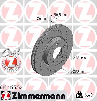 Zimmermann 610.1195.52 - Stabdžių diskas autoreka.lt