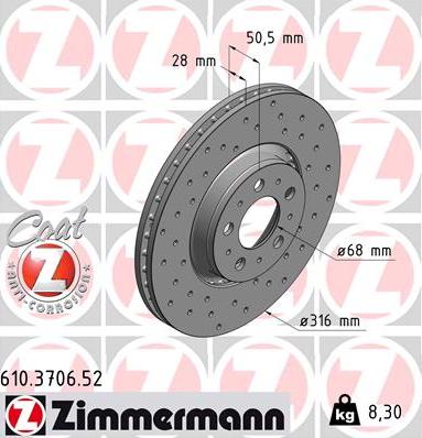 Zimmermann 610.3706.52 - Stabdžių diskas autoreka.lt