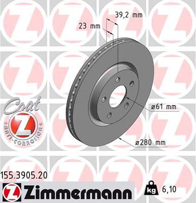 Zimmermann 155.3905.20 - Stabdžių diskas autoreka.lt