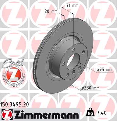 Zimmermann 150.3495.20 - Stabdžių diskas autoreka.lt
