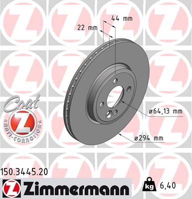 Zimmermann 150.3445.20 - Stabdžių diskas autoreka.lt