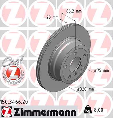Zimmermann 150.3466.20 - Stabdžių diskas autoreka.lt
