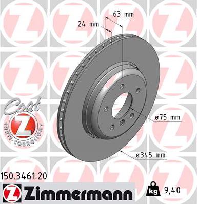 Zimmermann 150.3461.20 - Stabdžių diskas autoreka.lt