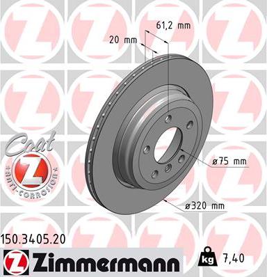 Zimmermann 150.3405.20 - Stabdžių diskas autoreka.lt