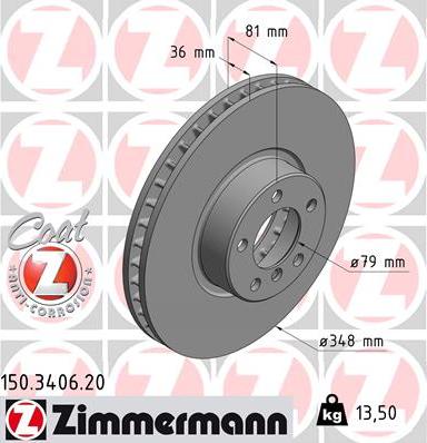 Zimmermann 150.3406.20 - Stabdžių diskas autoreka.lt