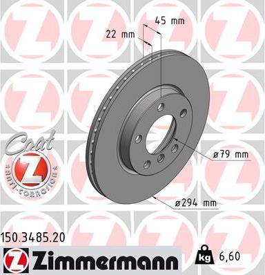 Zimmermann 150.3485.20 - Stabdžių diskas autoreka.lt