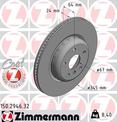 Zimmermann 150.2946.32 - Stabdžių diskas autoreka.lt