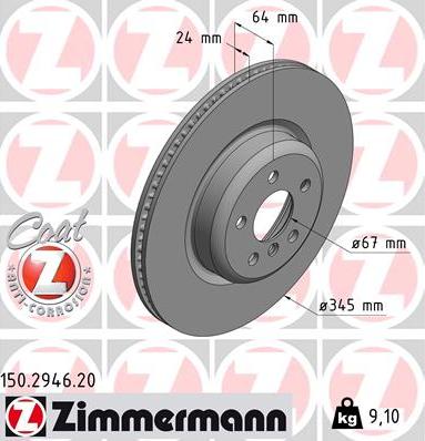 Zimmermann 150.2946.20 - Stabdžių diskas autoreka.lt