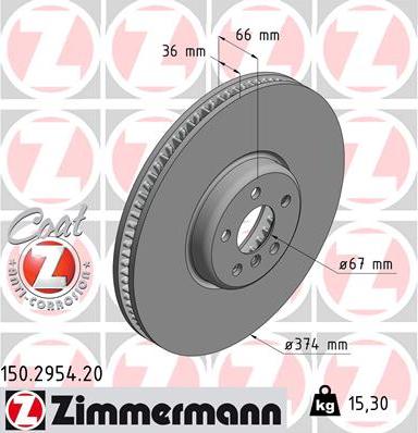 Zimmermann 150.2954.20 - Stabdžių diskas autoreka.lt