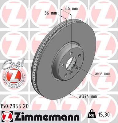 Zimmermann 150.2955.20 - Stabdžių diskas autoreka.lt