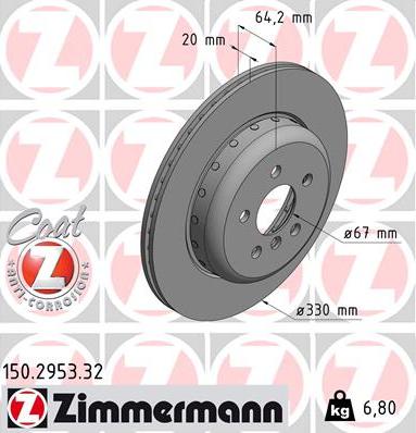Zimmermann 150.2953.32 - Stabdžių diskas autoreka.lt
