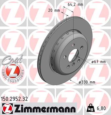 Zimmermann 150.2952.32 - Stabdžių diskas autoreka.lt