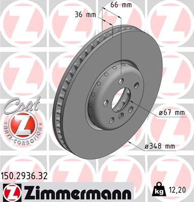 Zimmermann 150.2936.32 - Stabdžių diskas autoreka.lt