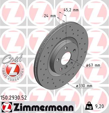 Zimmermann 150.2930.52 - Stabdžių diskas autoreka.lt