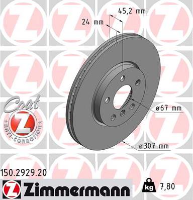 Zimmermann 150.2929.20 - Stabdžių diskas autoreka.lt