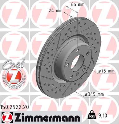 Zimmermann 150.2922.20 - Stabdžių diskas autoreka.lt