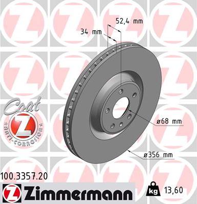 Zimmermann 100.3357.20 - Stabdžių diskas autoreka.lt