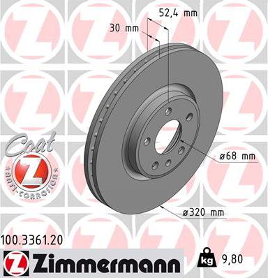 Zimmermann 100.3361.20 - Stabdžių diskas autoreka.lt