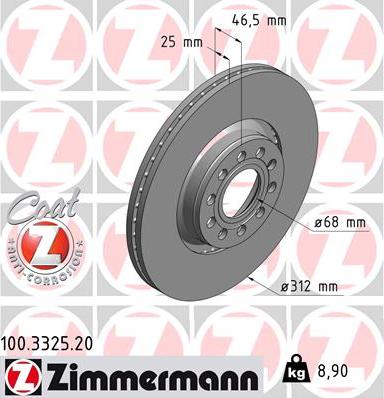 Zimmermann 100.3325.20 - Stabdžių diskas autoreka.lt
