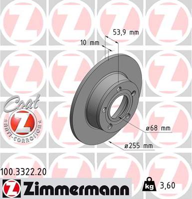 Zimmermann 100.3322.20 - Stabdžių diskas autoreka.lt