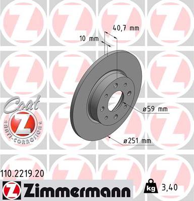 Zimmermann 110.2219.20 - Stabdžių diskas autoreka.lt