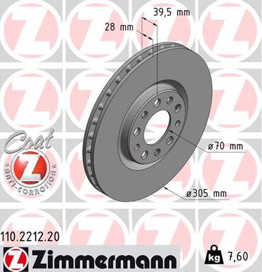 Zimmermann 110.2212.20 - Stabdžių diskas autoreka.lt