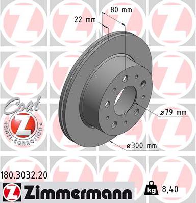 Zimmermann 180.3032.20 - Stabdžių diskas autoreka.lt
