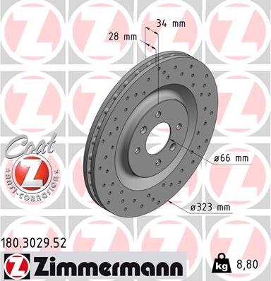 Zimmermann 180.3029.52 - Stabdžių diskas autoreka.lt