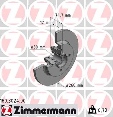 Zimmermann 180.3024.00 - Stabdžių diskas autoreka.lt