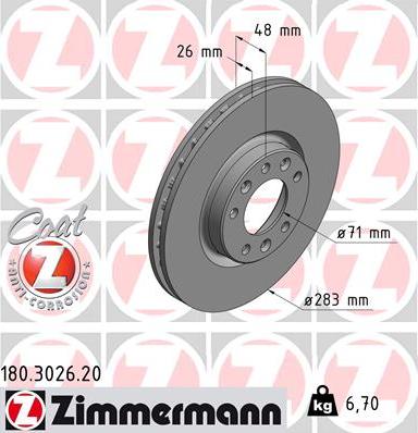 Zimmermann 180.3026.20 - Stabdžių diskas autoreka.lt