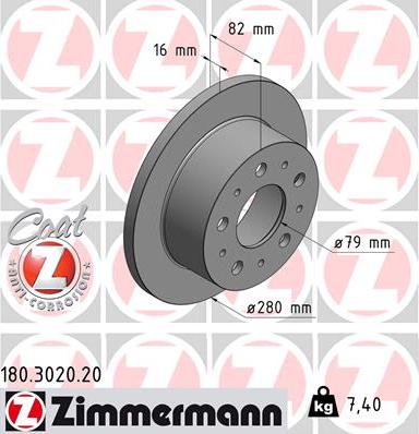 Zimmermann 180.3020.20 - Stabdžių diskas autoreka.lt