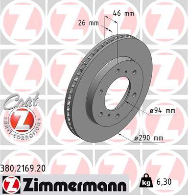 Zimmermann 380.2169.20 - Stabdžių diskas autoreka.lt