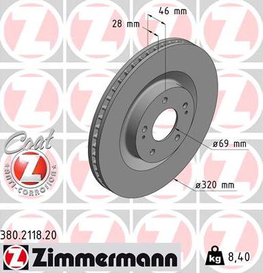 Zimmermann 380.2118.20 - Stabdžių diskas autoreka.lt