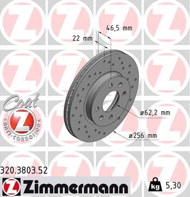 Zimmermann 320.3803.52 - Stabdžių diskas autoreka.lt