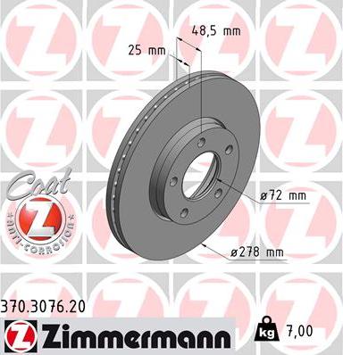 Zimmermann 370.3076.20 - Stabdžių diskas autoreka.lt