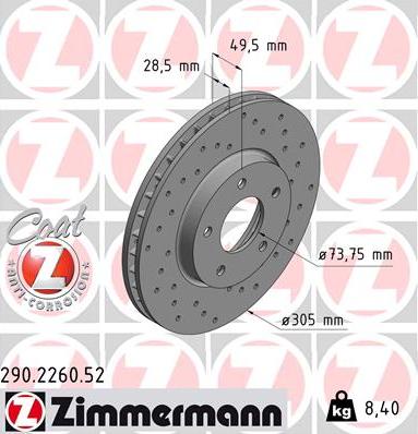 Zimmermann 290.2260.52 - Stabdžių diskas autoreka.lt