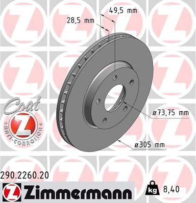Zimmermann 290.2260.20 - Stabdžių diskas autoreka.lt