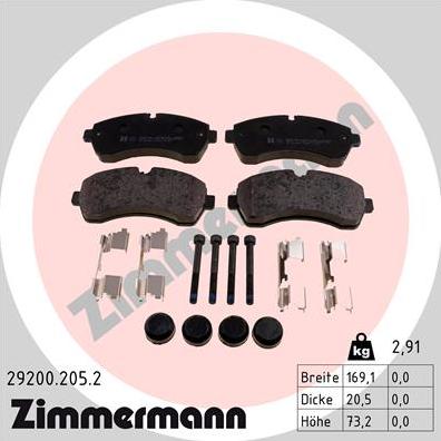 Zimmermann 29200.205.2 - Stabdžių trinkelių rinkinys, diskinis stabdys autoreka.lt