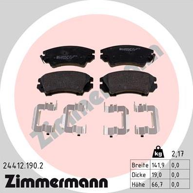 Zimmermann 24412.190.2 - Stabdžių trinkelių rinkinys, diskinis stabdys autoreka.lt