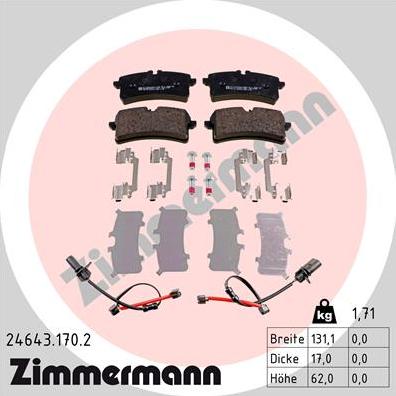Zimmermann 24643.170.2 - Stabdžių trinkelių rinkinys, diskinis stabdys autoreka.lt