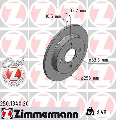 Zimmermann 250.1340.20 - Stabdžių diskas autoreka.lt