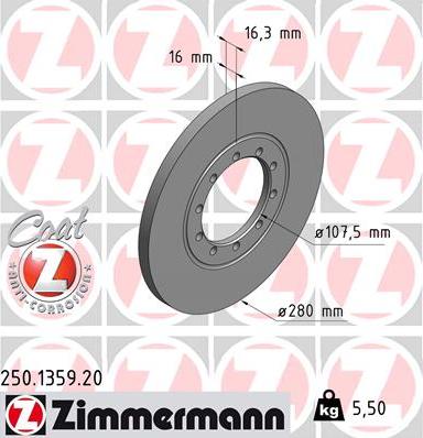 Zimmermann 250.1359.20 - Stabdžių diskas autoreka.lt