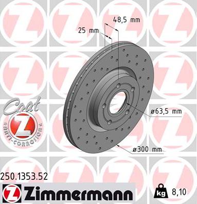 Zimmermann 250.1353.52 - Stabdžių diskas autoreka.lt