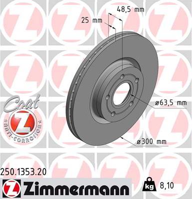 Zimmermann 250.1353.20 - Stabdžių diskas autoreka.lt