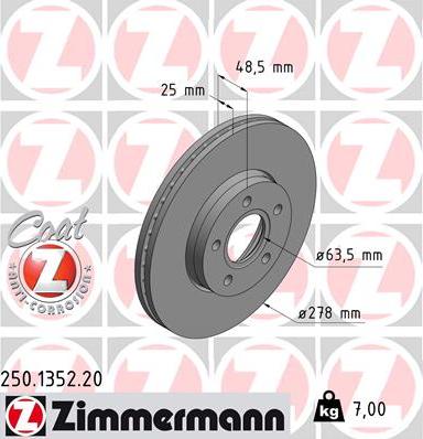 Zimmermann 250.1352.20 - Stabdžių diskas autoreka.lt