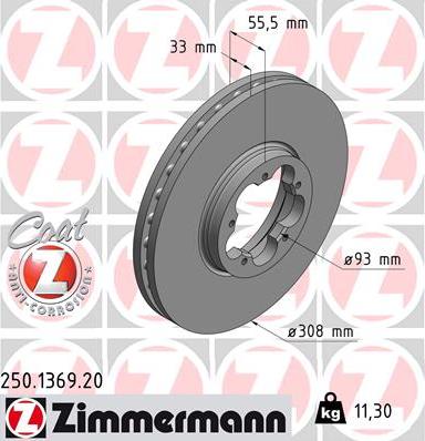 Zimmermann 250.1369.20 - Stabdžių diskas autoreka.lt