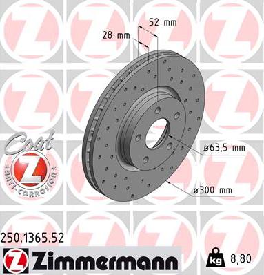 Zimmermann 250.1365.52 - Stabdžių diskas autoreka.lt